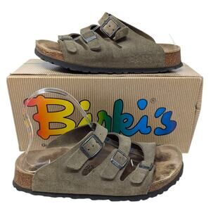 Birki’s Birkenstocks Florida Olive Green Suede Sandals EU 38 US Women’s 7 Cork